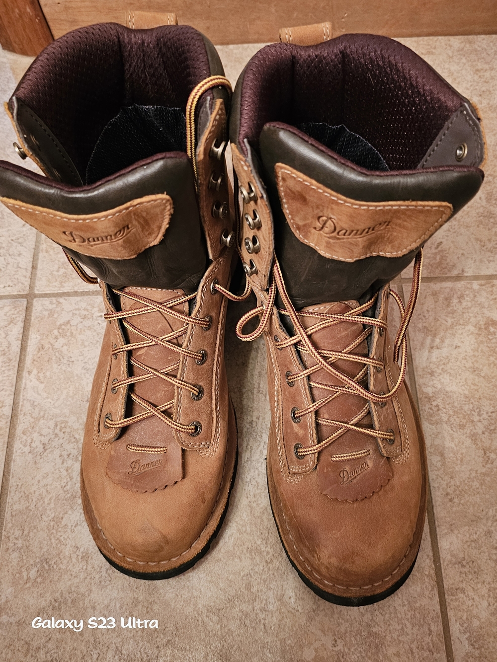 Danner Brown Leather Men's Hiking/Work Boots with Dark Collar